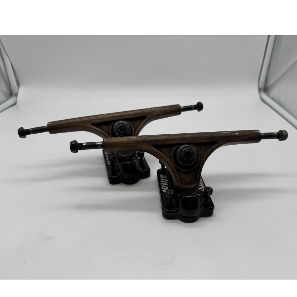 Slant Wood Grain Longboard Trucks 7‎ Inch Hangers with Risers and Hardware